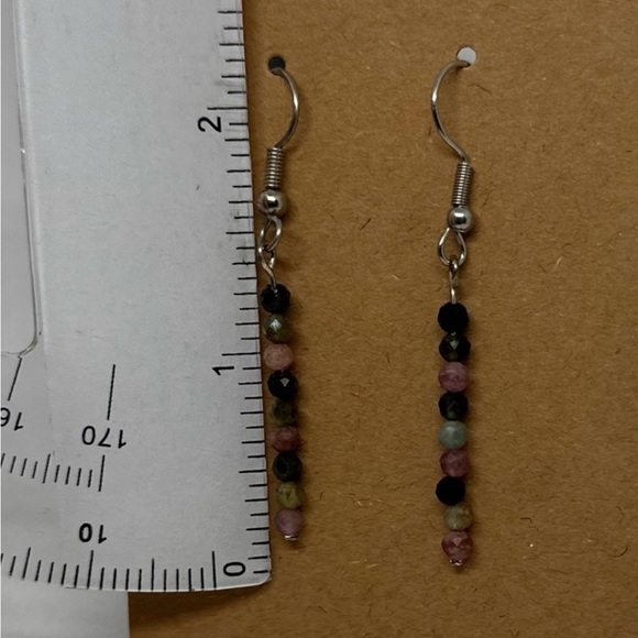 Tourmaline earrings dangle handmade - Picture 2 of 5